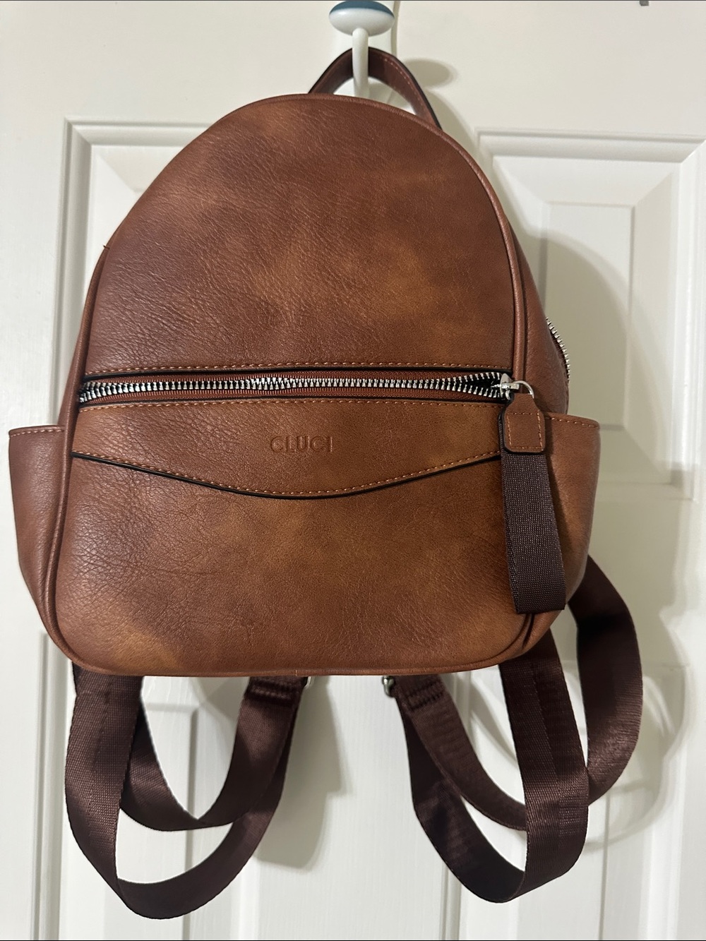 Cluci Brown Faux Leather Mini Backpack Never Used